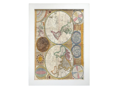NACNIC Pósters Geográficos En Estilo Vintage Mapamundi En Hemisferios De 1794 Ilustraciones De Antiguos Mapamundis En Tonos Sepia Tamaño A3, Sin Ma...