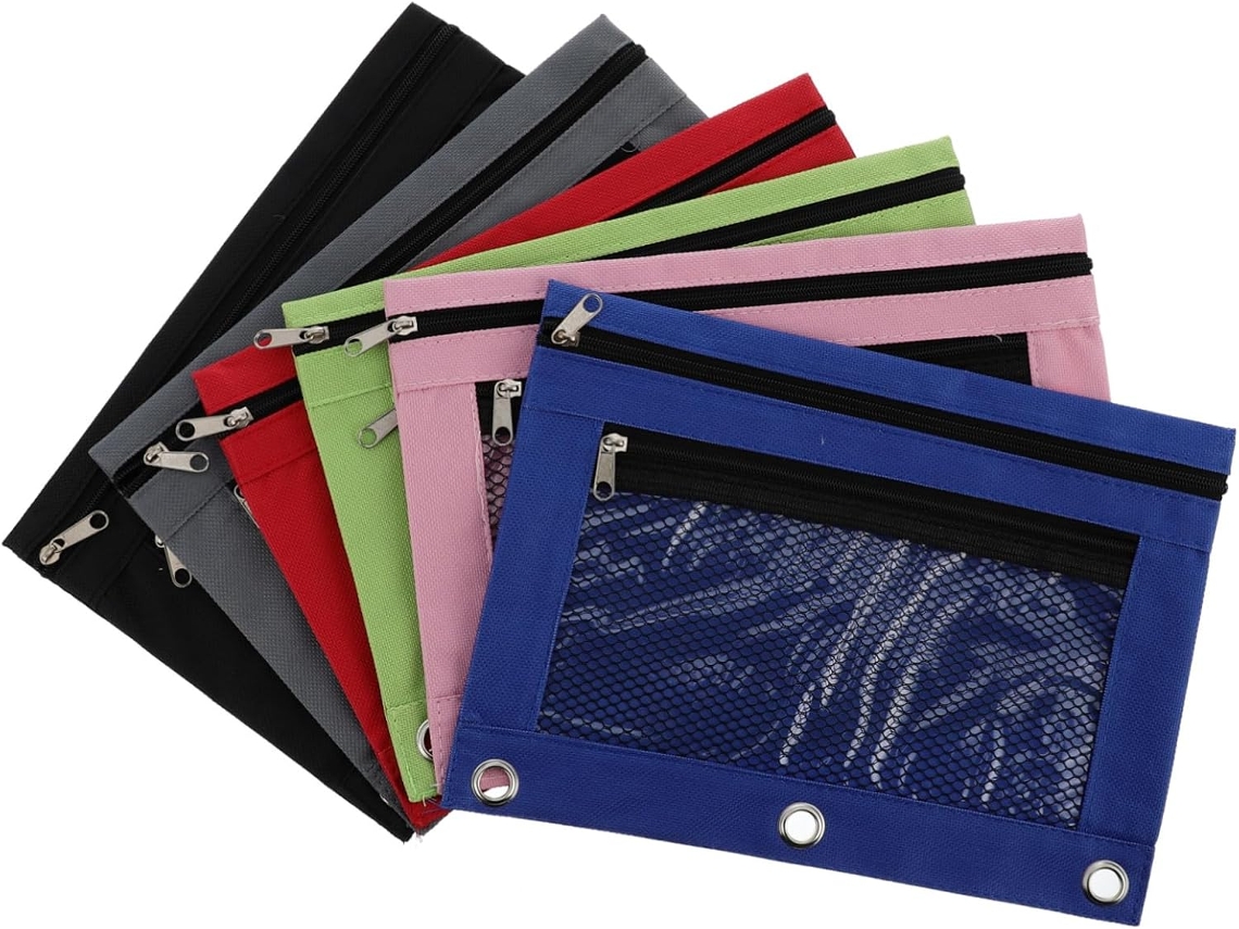 Estuche Para Lápices Oxford De 6 Piezas Multicolor Con Triple Ojal Y Cremallera Resistente.