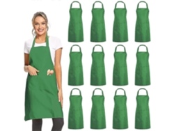 12 Delantal De Barra Liso Con 2 Bolsillos Azul Unisex Para Cocina Restaurante Bbq Pintura Artesanía-fenggeng Verde