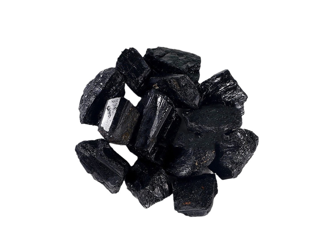 Cuarzo negro natural con turmalina, piedra curativa, roca mineral en bruto (03)