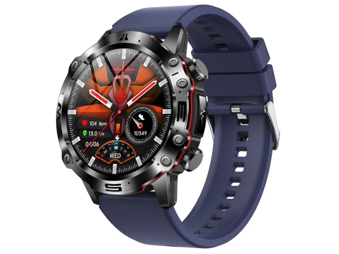 Reloj inteligente 1.43 ECG Composición sanguínea Azúcar en sangre IMC Función de grasa corporal Carcasa de aleación Llamada Bluetooth SOS Azul Yizhood