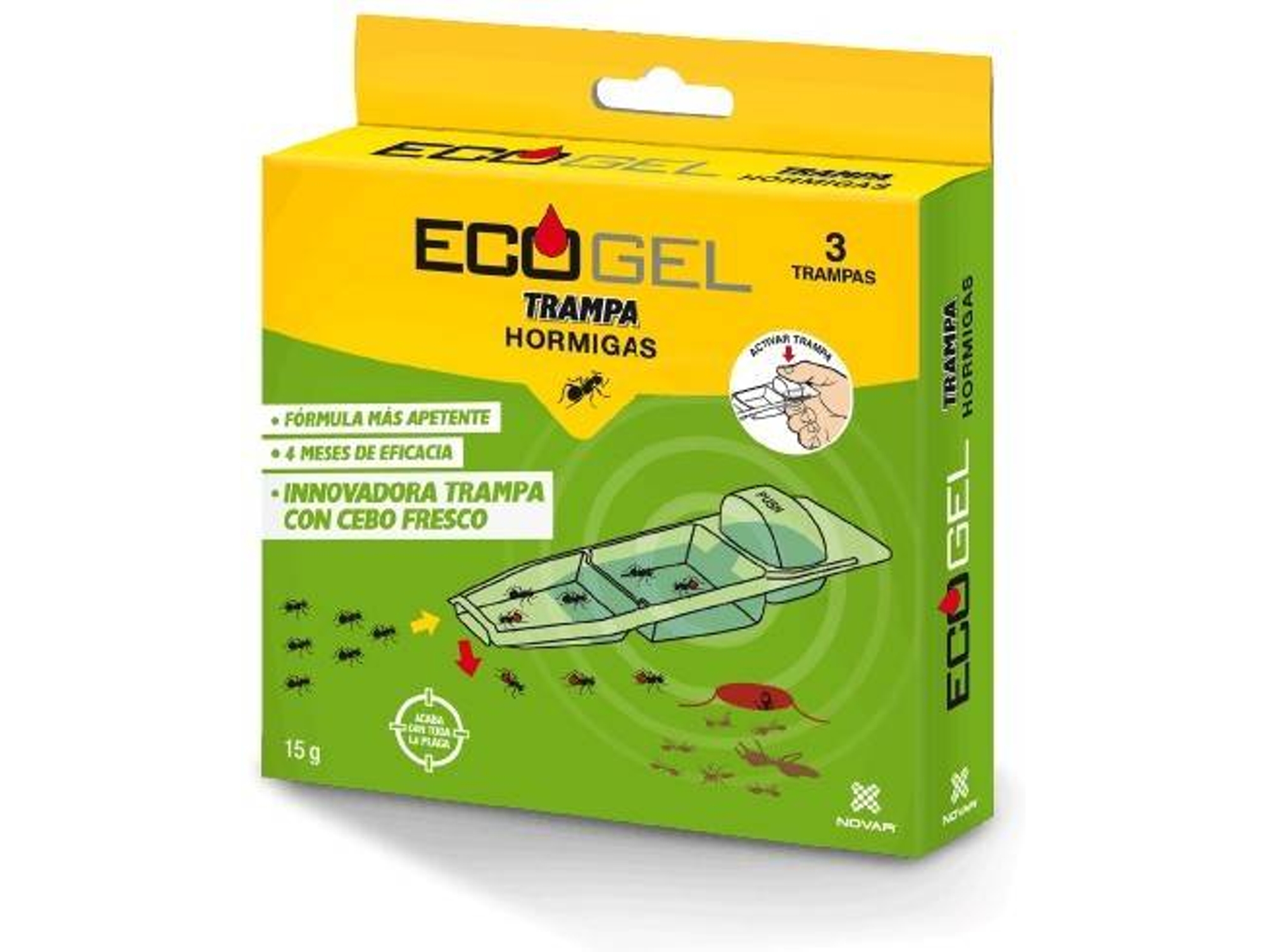 Conjunto de 3 Trampas para Hormigas NOVAR Ecogel