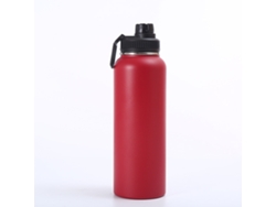 Termo de acero inoxidable (rojo) de 1000 ml, gran capacidad, diseño de doble capa, aislamiento térmico.
