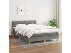 Cama box spring con colchón tela gris oscuro 140x200 cm