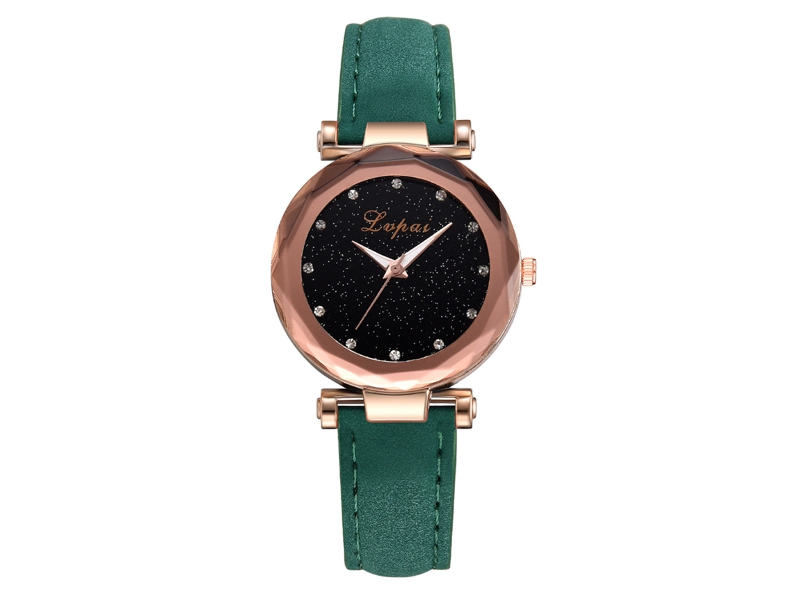 Reloj De Pulsera Lvpai Para Mujer Con Pedrería Y Correa De Piel Sintética - Verde