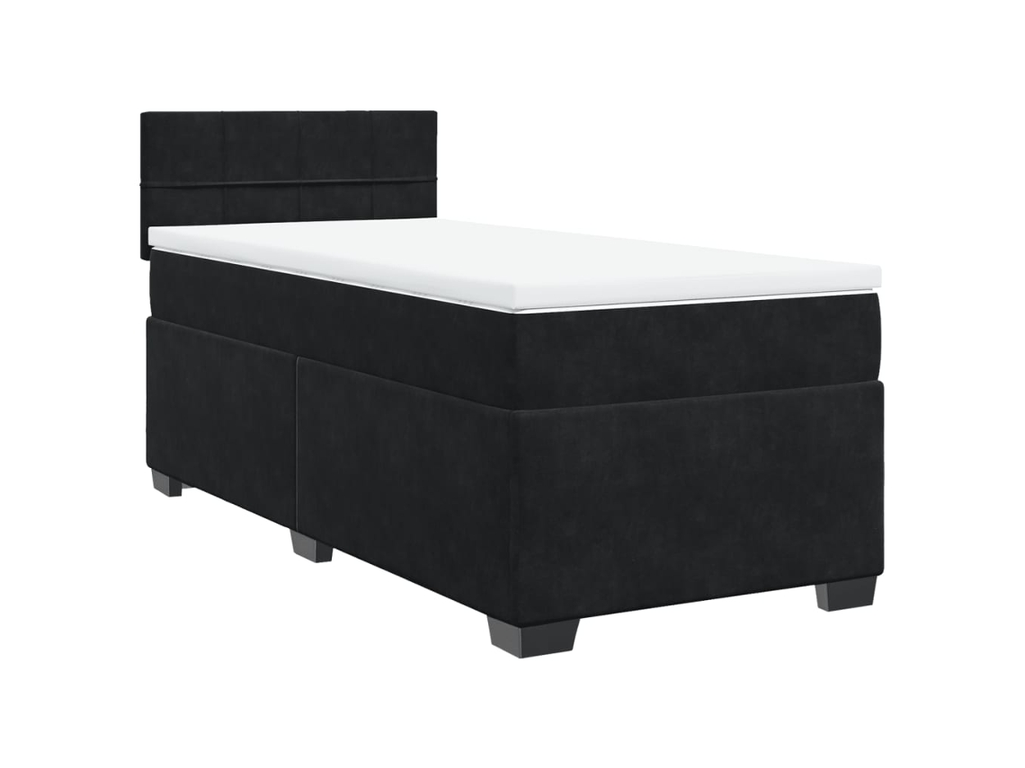 Maison Exclusive - Cama Box Spring Con Colchón Terciopelo Negro 80x200 Cm