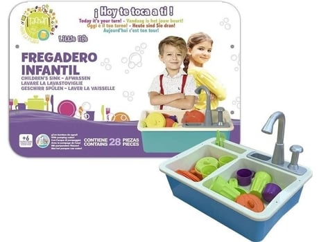 Cocina de Juguete TACHAN Fregadero Infantil Con Bomba De Agua Azul