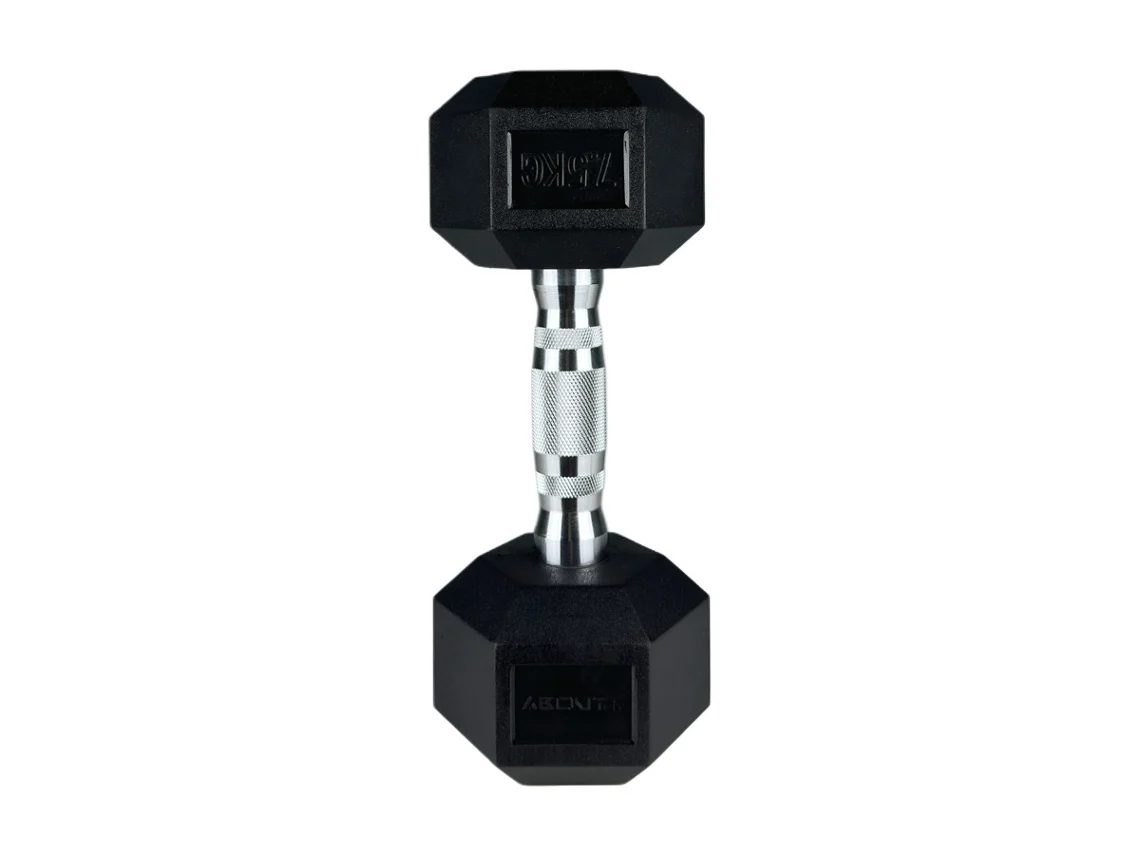Mancuerna Hexagonal 7,5kg – About Fit – Musculación, Entrenamiento Funcional, Goma Antideslizante – Negro