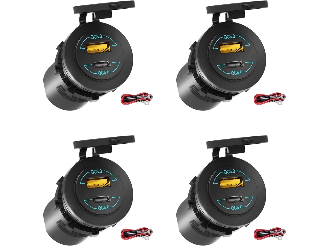 Juego De 4 Cargadores Para Coche Quick Charge 4.0 Pd Qc 3.0 Usb 12v 24v 60w