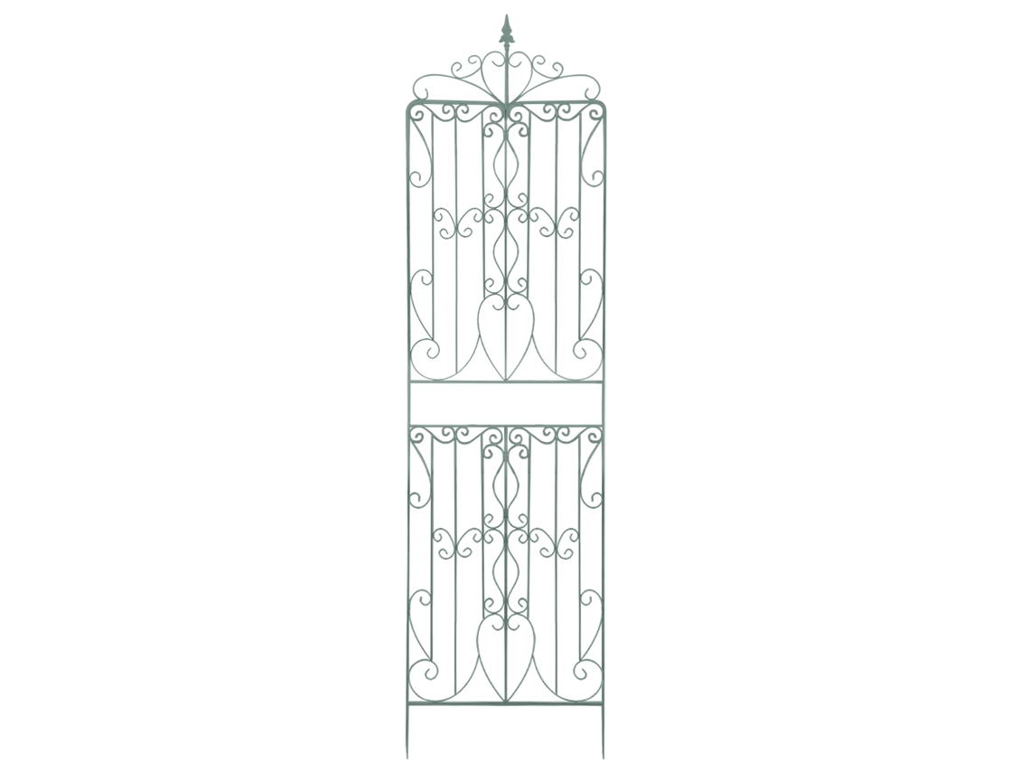Enrejado de jardín, diseño de hierro resistente, soporte vertical que ahorra espacio, verde claro.