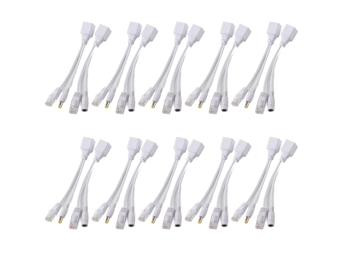 10 Par Poe Rj45 Cable Ip Sala Cable Divisor Ethernet Alimentación Cámara Esfuerzo