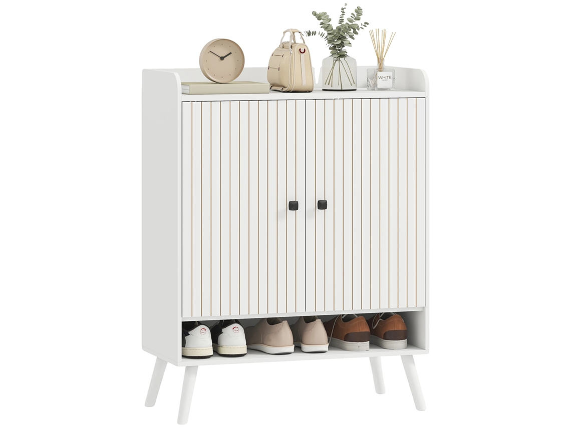 Zapatero con estantes ajustables, diseño elegante, color blanco, 75x35x97 cm