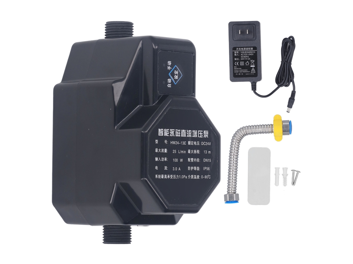 Bomba de refuerzo de presión de agua doméstica automática de 24 V con control por botón, 100 W, ideal para la ducha y el hogar.