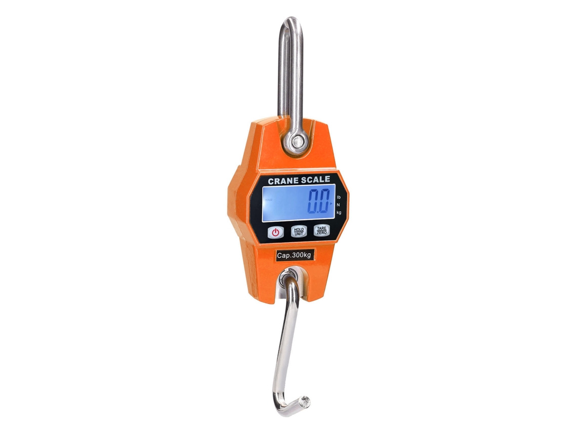 Balanza electrónica con grúa (capacidad de 300 kg) con pantalla LCD y gancho de acero inoxidable. MDUG