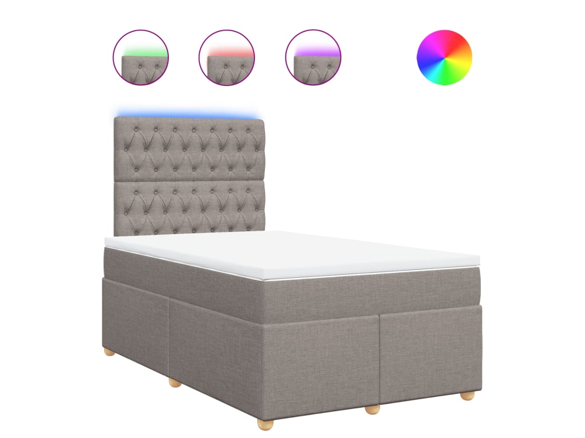 Maison Exclusive - Cama Box Spring Con Colchón Tela Gris Taupe 120x190 Cm