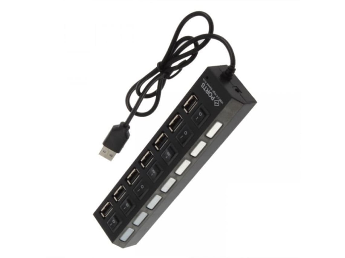 Adaptador Usb 2.0 Con 7 Puertos Y Entrada Para Grifo, Interruptor De Encendido/apagado*