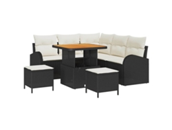 Maison Exclusive - Conjunto de sofá de jardín de 8 piezas con cojines, negro y crema.