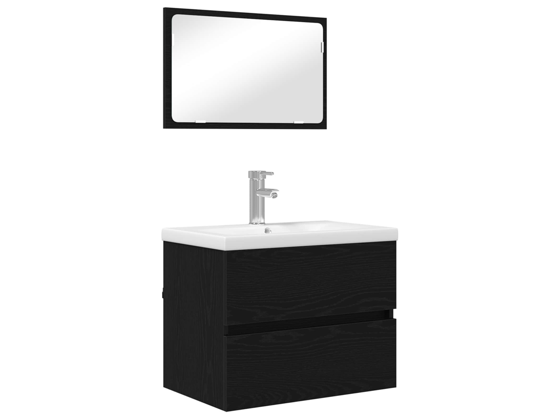 Conjunto de muebles de baño de 3 piezas de roble negro MAISON EXCLUSIVE