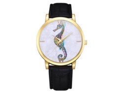 Reloj De Cuarzo Con Patrón Animal Moda Pulsera Ajustable Para Mujer (negro)