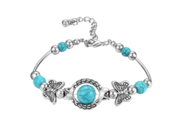 Pulsera elegante de turquesa para mujer, con microincrustaciones. Nostalgia88