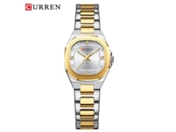 Relógio Feminino Quadrado À Prova D'água Com Movimento De Quartzo (ouro Branco), Estilo Casual Elegante, Com Strass.