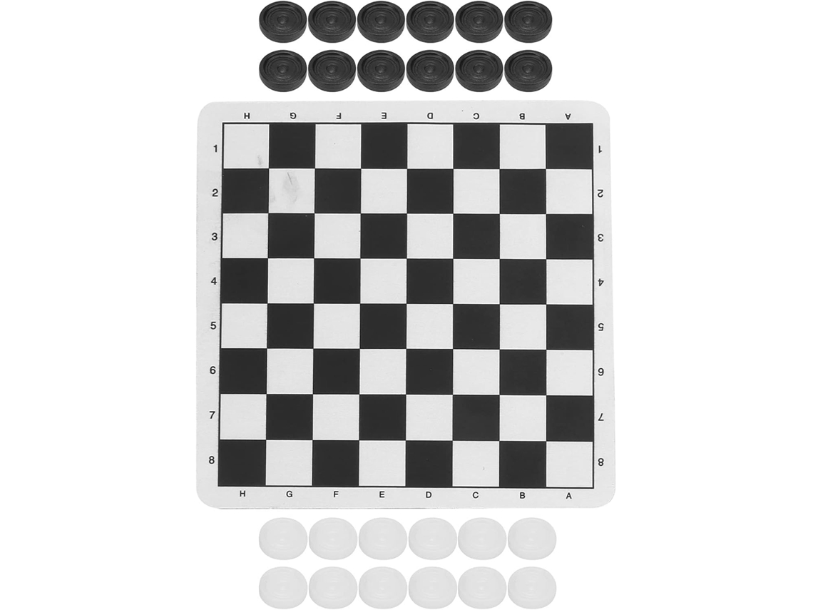 Juego De Ajedrez Plegable Con Damas: Piezas De Plástico Y Tablero De Goma Para Niños Y Adultos.