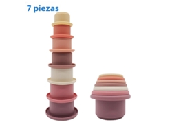 (7 piezas) Vasos y bloques de silicona apilables para bebés, juguete con forma de reloj de arena sin BPA, torre apilable para educación