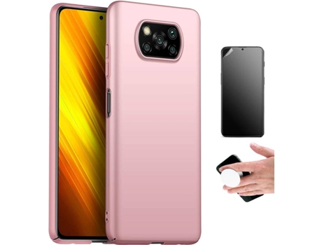 Kit Carcasa Y Protector Xiaomi Poco X3 Pro Ultimatte Turtleshell Y Popsocket Rosa