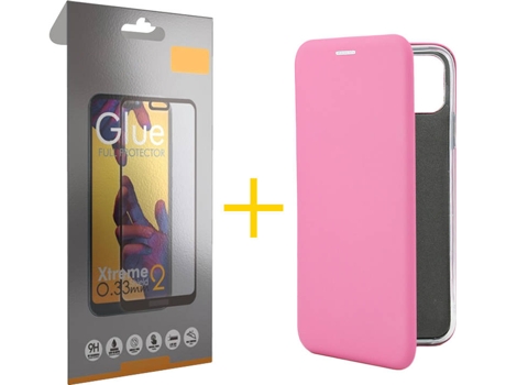 Kit Funda + Protector de Pantalla Apple iPhone 11 Pro Max SKYHE Flip Cover 0372 Rosa