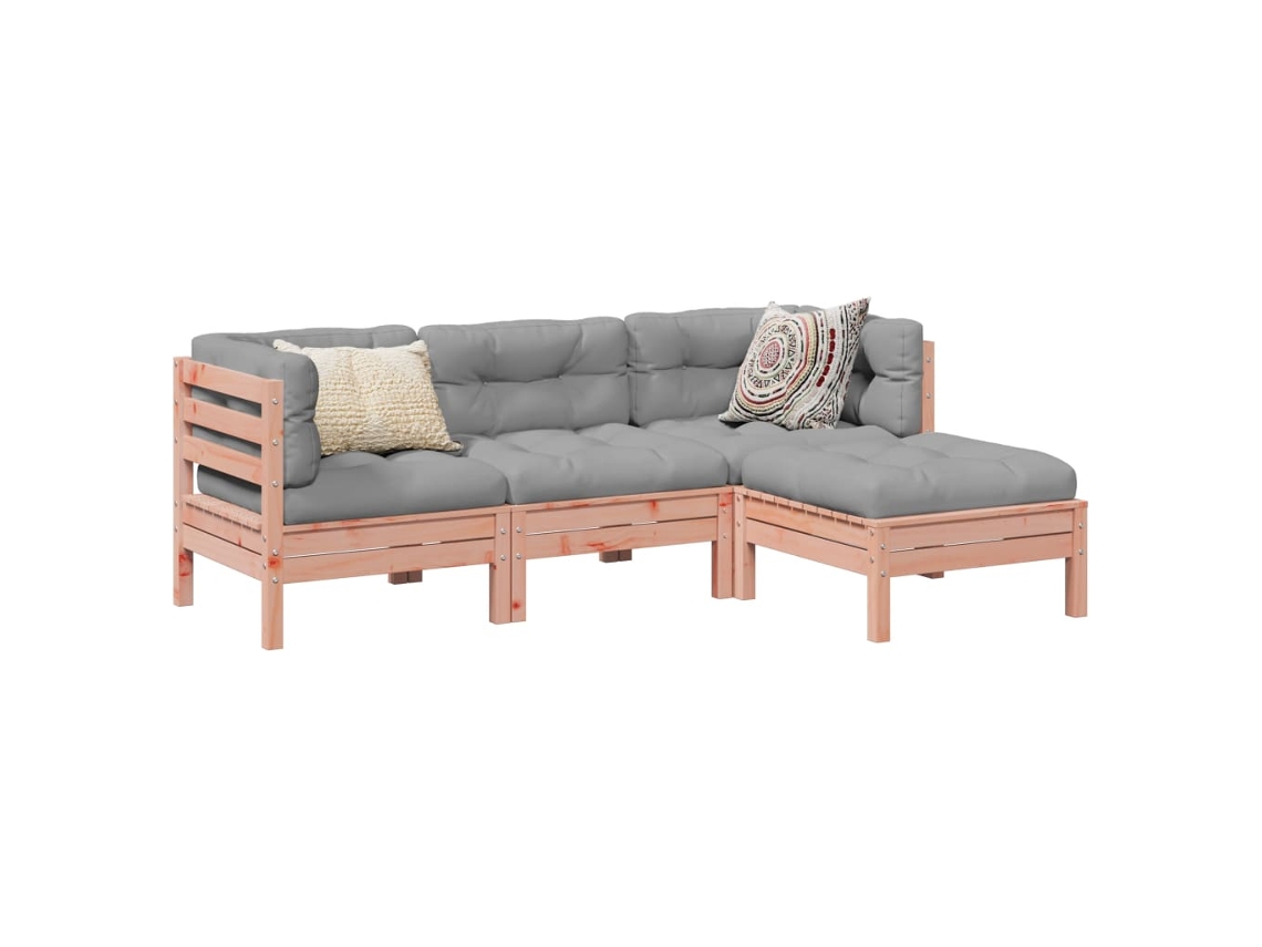unidades Conj. Sofás Jardim C/ Almofadões Madeira Abeto De Douglas Dkd Home Decor