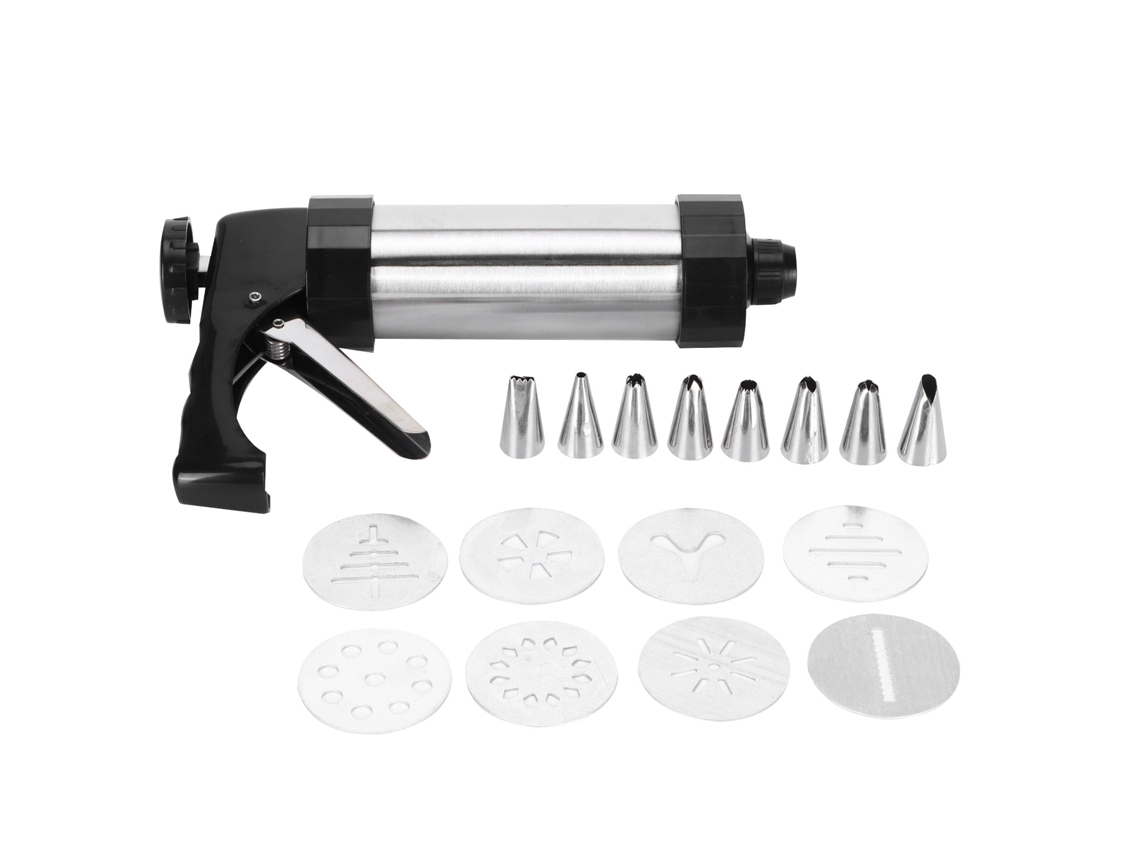 Kit para hacer galletas y bizcochos con moldes y boquillas de decoración para uso en la cocina.