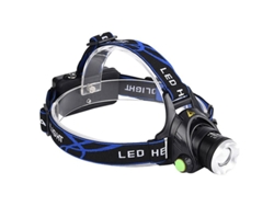 Linterna frontal LED recargable de 1200 lm, 3 modos con zoom, resistente al agua IP64, con cable USB e indicador luminoso, clase energética A+++.