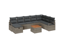 Conjunto 9 De Sofás De Jardín De Vidaxl Con Cojines Ratán Polipropileno Gris  Gris Ratán
