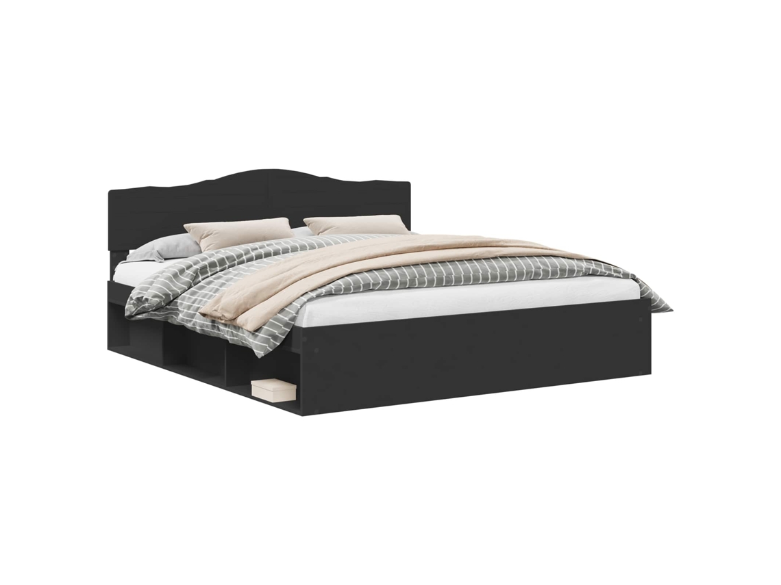 Maison Exclusive - Estructura De Cama Negro 180 X 200 Cm Madera De Pino Macizo