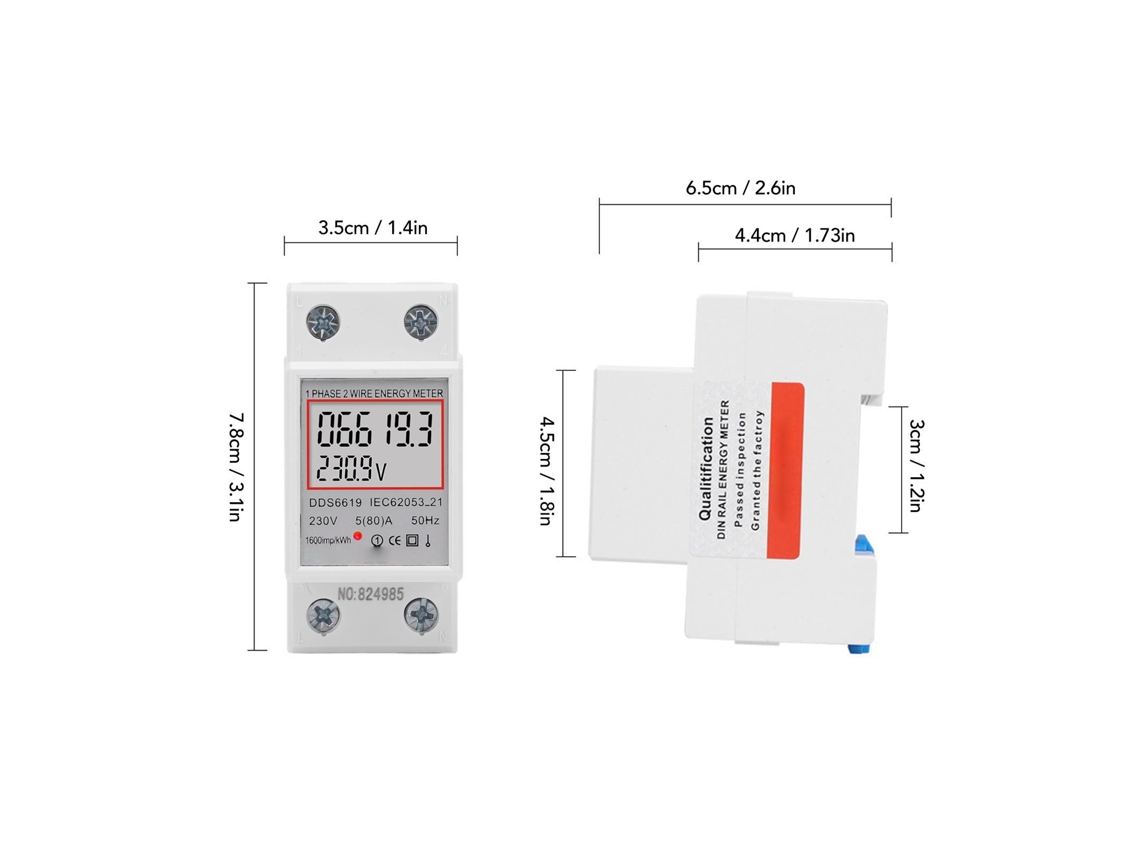 2026as-contador De Electricidad Digital Lcd Monofásico 5a Rail Din Medidor De Energía Potencia Factor Frecuencia