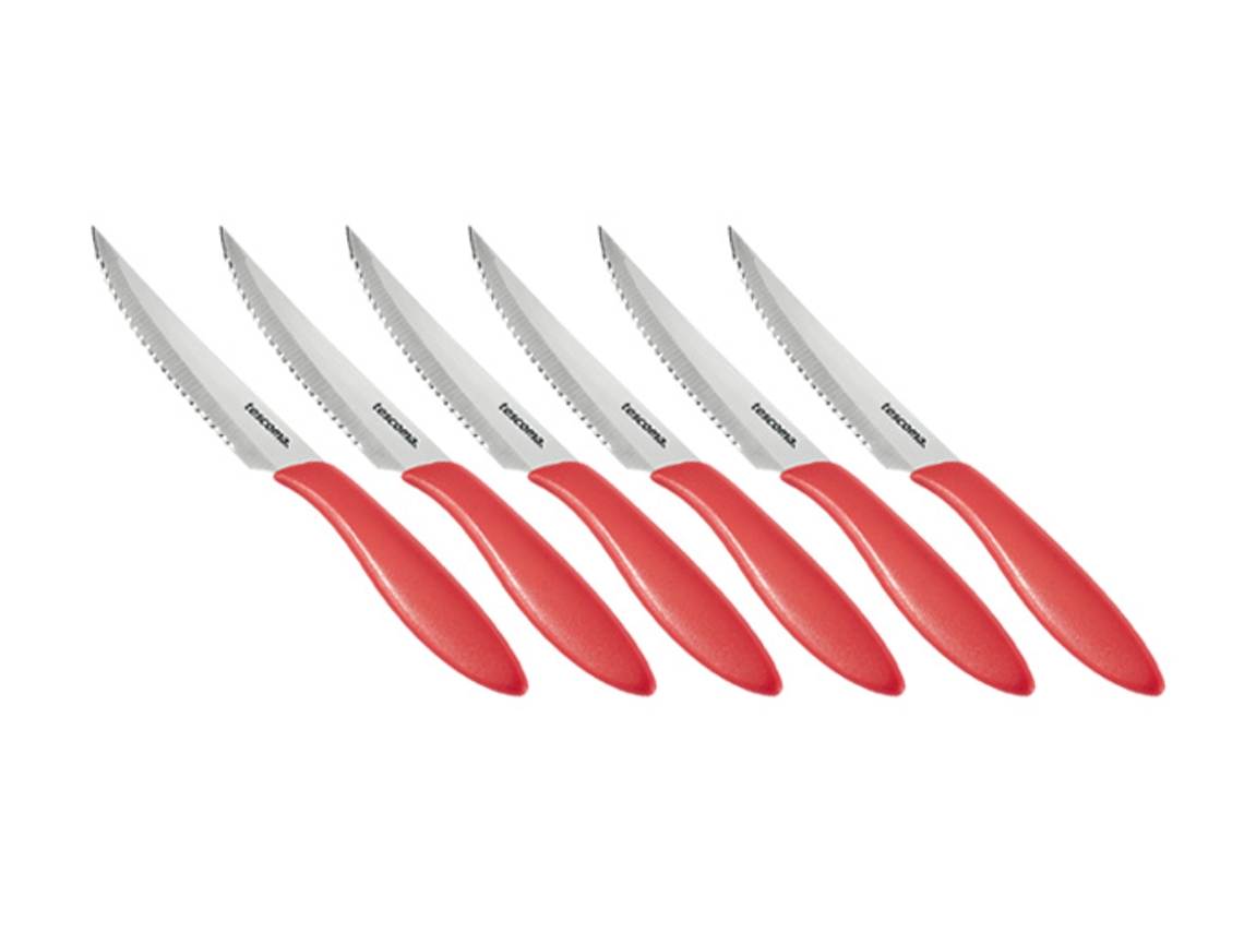 Presto Cuchillo de Cocina Bistec 12 cm 6 Piezas, (Rojo)