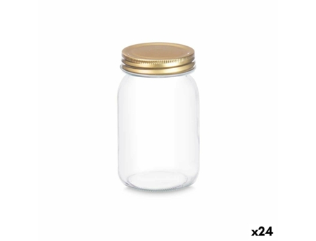 Tarro Transparente Dorado Metal Vidrio 500 ml 8 x 13 x 8 cm (24 Unidades)