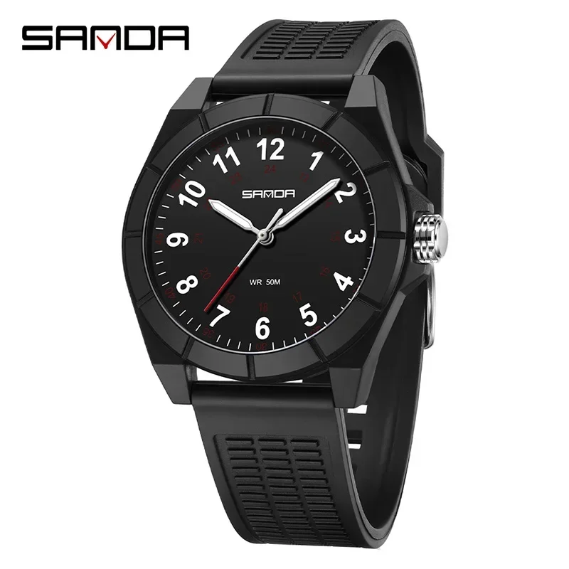 Reloj De Pulsera (totalmente Negro), Reloj De Cuarzo Para Enfermera, Sencillo Y Elegante, Con Función Luminosa.