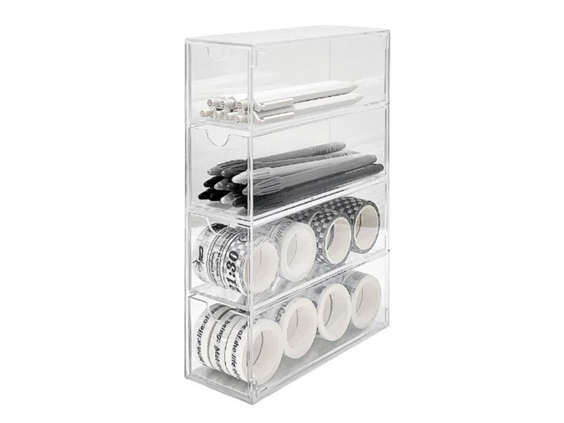 Caja Transparente Apilable De 4 Niveles Para Guardar Y Exhibir Gafas De Sol.