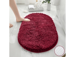Alfombra de Baño LUUCOZK Antideslizantes Decoración Baño Secado Rápido Absorbentesfondo Tpr Poliéster Rojo (50x80cm)