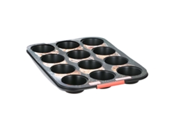 Molde antiadherente Alpina Black de 12 cavidades para muffins y cupcakes para una cocción uniforme