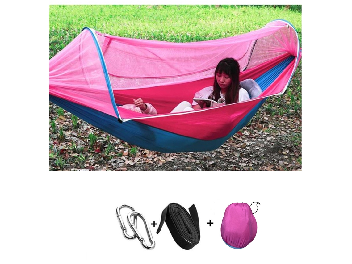 Hamaca de exterior con mosquitera (260 x 140 cm) Rosa