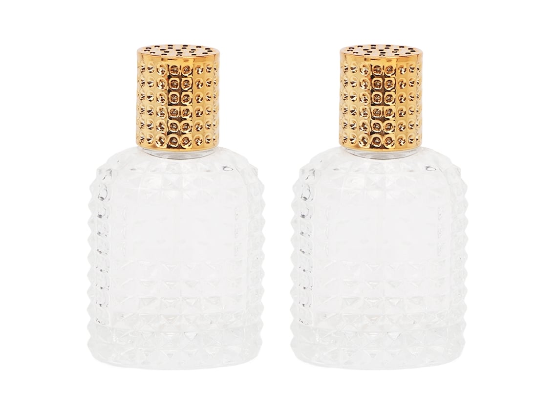 2pcs Frascos De Perfume De Vidro Transparente Recarregáveis 50ml Para Viagem