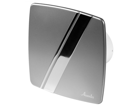 Ventilador extractor LINEA con sensor de humedad de 100 mm, panel frontal de ABS satinado, ventilación de pared y techo AWENTA