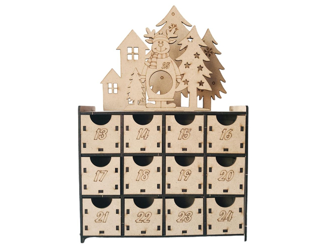 Calendario De Adviento De Navidad Con 25 Cajones, De Madera Reutilizable, Regalo Para Niños.