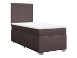 Maison Exclusive - Cama Box Spring Con Colchón Tela Marrón Oscuro 80x200 Cm