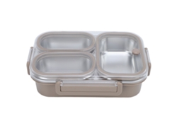 Recipiente Para Almuerzo De Acero Inoxidable 304 Con 3 Compartimentos, Portátil Y Desmontable, Color Caqui, 1.2l