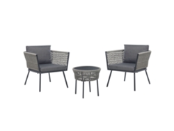 Conjunto de balcón BELIANI Gargano de Ratán sintético Gris 68x70x72
