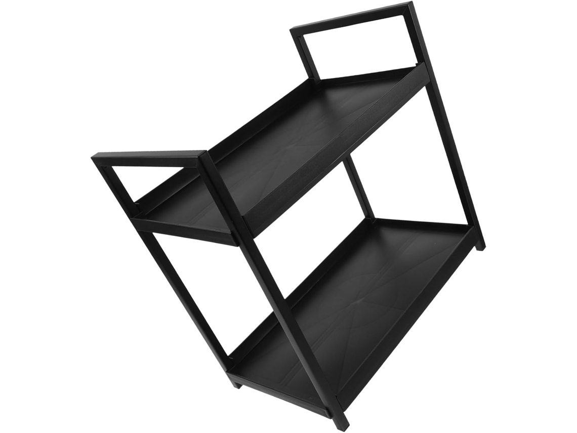 Organizador Maquillaje Doble Negro Bandeja Perfumes Almacenamiento Multiusos Dormitorio Cocina Soporte