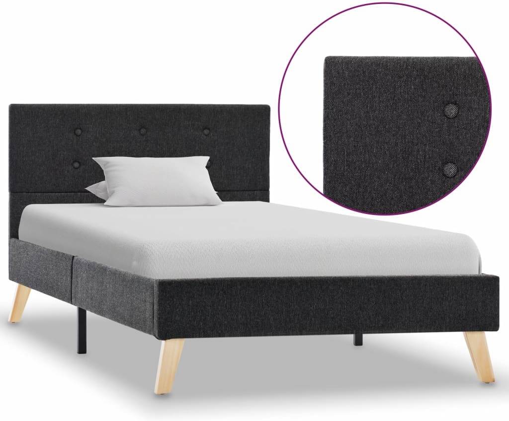 Cama VIDAXL 284810 Tejido Gris Oscuro (Compatible con Colchón: 90x200 cm)